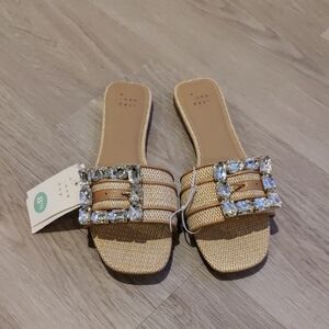 New!Women's Kelsey Rhinestone Buckle Slide Sandals - A New Day